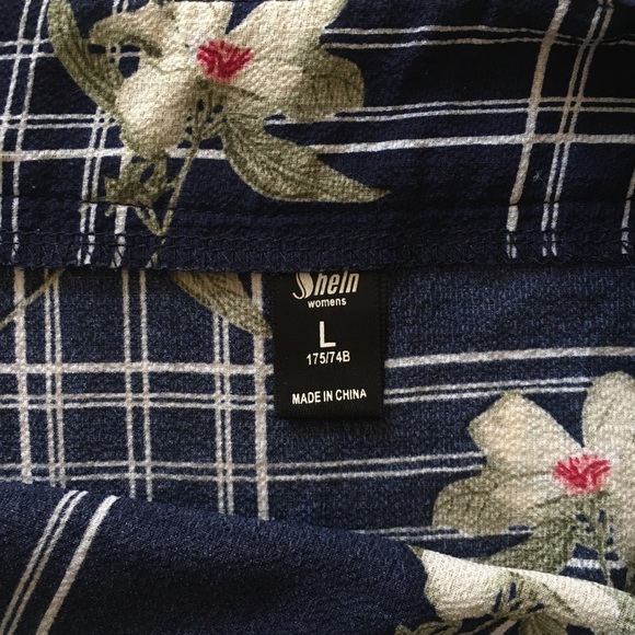 3/$30 Floral & Checks Faux-Wrap Ruffle Midi Skirt - Picture 4 of 4